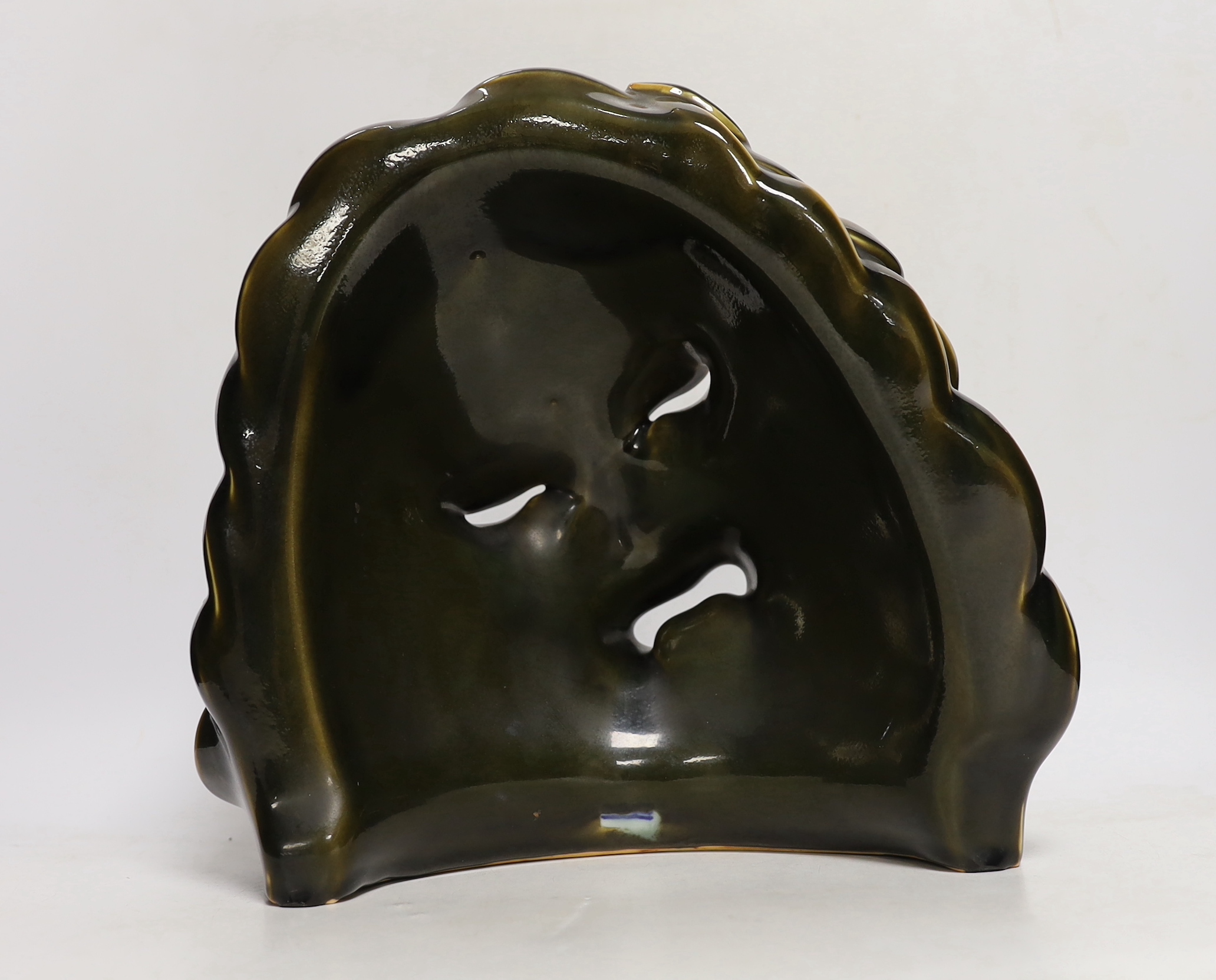 An unusual colour way Royal Copenhagen pottery glazed mask of Medusa, numbered 2950 to the base, possibly a trial piece, 28cm